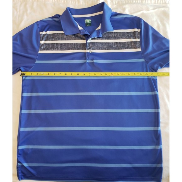 PGA Tour Men's Golf Short Sleeve Polo Blue/Charcoal Striped Shirt Size XL - Picture 2 of 10